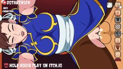 Rule 34 | animated, ass, bent over, bouncing ass, bouncing breasts, breasts, brown hair, capcom, chun-li, clitoral hood, clitoris, clothed sex, cum, cum in pussy, doggystyle, dotart, dripping, hole house, huge ass, huge breasts, moaning, orgasm, pussy, pussy juice, sex, sex from behind, short hair, sound, street fighter, tagme, thick thighs, thighs, tight clothes, vaginal, video