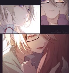 Rule 34 | 2girls, brown hair, close-up, closed mouth, glasses, hair between eyes, hand on another&#039;s face, hand up, hands on another&#039;s face, hug, ko (kochan pr), long sleeves, multiple girls, multiple views, open mouth, out of frame, pretty series, purple eyes, smile, sumeragi amane (pretty series), waccha primagi!, yayoi hina, yuri