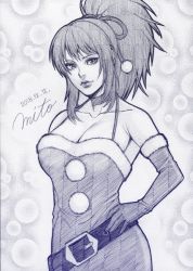 Rule 34 | 1girl, breasts, christmas, cleavage, large breasts, leona heidern, mito amatsu, snk, tagme, the king of fighters