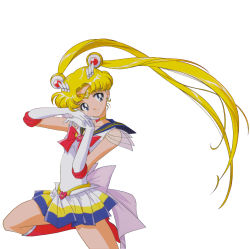 Rule 34 | 1990s (style), 1girl, absurdres, bishoujo senshi sailor moon, bishoujo senshi sailor moon supers, blonde hair, blue eyes, blue sailor collar, bow, brooch, choker, double bun, earrings, elbow gloves, gloves, hair bun, heart, heart brooch, highres, itou ikuko, jewelry, long hair, multicolored clothes, multicolored skirt, official art, red bow, retro artstyle, sailor collar, sailor moon, scan, school uniform, skirt, smile, solo, super sailor moon, tiara, tsukino usagi, twintails, white gloves