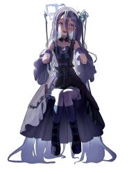 1girl absurdly_long_hair absurdres alternate_costume aris_(blue_archive) black_dress black_footwear black_hair black_socks blue_archive blue_eyes blue_halo blush boots collarbone detached_sleeves dress full_body halo highres kenka_(user_hrjm2543) long_hair one_side_up open_mouth smile socks solo transparent_background very_long_hair