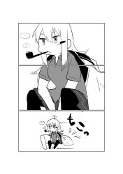 Rule 34 | 10s, 1girl, 3koma, ahoge, betchan, comic, facial scar, gangut (kancolle), greyscale, hair ornament, hairclip, jacket, kantai collection, long hair, military, military jacket, military uniform, monochrome, pantyhose, pipe in mouth, pleated skirt, scar, scar on cheek, scar on face, shirt, skirt, smoking, smoking pipe, uniform