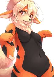 Rule 34 | 1girl, animal ears, animal nose, blonde hair, body fur, breasts, furry, furry female, highres, kageroh, looking at viewer, medium breasts, navel, nude, original, red eyes, short hair, simple background, snout, solo, tail, white background