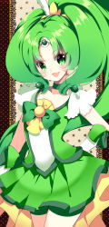 Rule 34 | 10s, 1girl, bad id, bad pixiv id, bike shorts, bike shorts under skirt, choker, cure march, dress, eyelashes, green dress, green eyes, green hair, green shorts, green skirt, green theme, long hair, magical girl, matching hair/eyes, midorikawa nao, ponytail, precure, roh nam kyung, shorts, shorts under skirt, skirt, smile, smile precure!, solo, tri tails