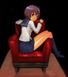 Rule 34 | armchair, chair, legs, school uniform, serafuku, shiohara shin&#039;ichi, short hair, sitting, skirt, socks, solo