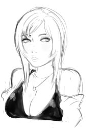 Rule 34 | 1girl, bikini, bikini top only, breasts, cleavage, fatal fury, heart, heart-shaped pupils, highres, jenet behrn, jewelry, large breasts, long hair, monochrome, necklace, parted lips, sketch, snk, solo, symbol-shaped pupils, the king of fighters, wikipetan