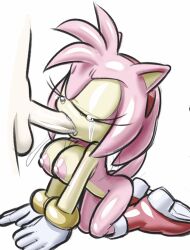 Rule 34 | 1boy, 1girl, all fours, amy rose, animal ears, animal nose, body fur, boots, breasts, closed eyes, crying, erection, fellatio, from side, furry, furry female, furry with non-furry, gloves, hairband, hetero, interspecies, knee boots, legs together, medium breasts, nipples, nude, open mouth, oral, penis, pink fur, pink hair, red footwear, red hairband, rockthebull, saliva, shiny skin, short hair, sidelocks, simple background, sketch, snot, sonic (series), tail, tears, testicles, u u, uncensored, white background, white gloves