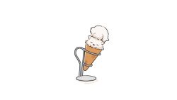 Rule 34 | :3, = =, animal, animal focus, animal on head, artist name, blush stickers, cone holder, dog, closed eyes, facing away, facing viewer, fluffy, food, fuwa fuwa dog, ice cream cone, in food, no humans, on head, original, simple background, stacking, tongue, tongue out, twitter username, white background