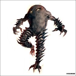 Rule 34 | claws, commentary request, creature, creatures (company), full body, game freak, gen 1 pokemon, hitmonlee, k-suwabe, leg up, looking at viewer, monster, nintendo, no humans, no neck, outstretched arms, pokemon, pokemon (creature), solo, spikes, spread arms, twitter username, white background
