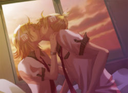 Rule 34 | 1boy, 1girl, bad id, bad pixiv id, blonde hair, brother and sister, closed eyes, hetero, incest, indoors, kagamine len, kagamine rin, kiss, necktie, red necktie, school uniform, short hair, shushi0121, siblings, twincest, twins, vocaloid