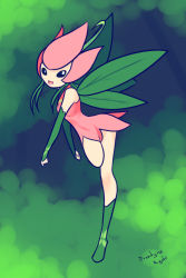 Rule 34 | 1girl, black eyes, boots, breasts, digimon, digimon adventure, drantyno, dress, female focus, flying, full body, gloves, green footwear, green gloves, highres, lilimon, looking at viewer, monster girl, open mouth, pink dress, plant girl, sleeveless, sleeveless dress, small breasts, smile, solo, wings