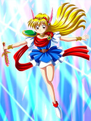 Rule 34 | 1990s (style), absurdres, akazukin chacha, blonde hair, highres, jumping, magical princess, sword, weapon