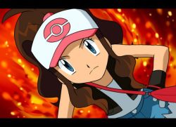 Rule 34 | 10s, 1girl, angry, creatures (company), game freak, hat, hilda (pokemon), looking at viewer, nintendo, parody, pokemon, pokemon (anime), pokemon bw, style parody