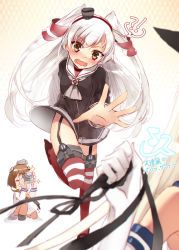 Rule 34 | 10s, 3girls, amatsukaze (kancolle), black panties, blonde hair, blush, brown eyes, brown hair, camera, clothes theft, dress, elbow gloves, female pervert, garter straps, gloves, hair ornament, holding, holding clothes, holding panties, holding underwear, kantai collection, long hair, multiple girls, open mouth, panties, pervert, red legwear, sailor dress, school uniform, see-through, serafuku, shimakaze (kancolle), shiyun, short dress, short hair, side-tie panties, silver hair, smile, sparkle, striped clothes, striped legwear, striped thighhighs, taking picture, theft, thighhighs, translation request, twintails, two side up, underwear, underwear theft, unworn panties, wavy mouth, white gloves, yukikaze (kancolle)