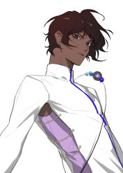 Rule 34 | 1boy, arjuna (fate), armpit cutout, bishounen, black hair, chinese commentary, closed mouth, clothing cutout, commentary request, dark-skinned male, dark skin, expressionless, fate/extella, fate/extella link, fate/extra, fate/grand order, fate (series), highres, indian clothes, keapriciti, long sleeves, looking at viewer, male focus, short hair, simple background, solo, upper body, white background
