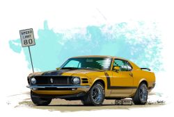Rule 34 | car, ford, ford mustang, ford mustang (1st generation), headlight, highres, motor vehicle, muscle car, nimbus goldbrum, no humans, original, realistic, sky, solo, speed limit sign, spoiler (automobile), vehicle focus