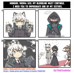 Rule 34 | ..., 2boys, 3girls, 4koma, :d, absurdres, ahoge, amiya (arknights), animal, animal ears, arknights, artist name, ass, bad id, bad pixiv id, bare shoulders, bird, black dress, black footwear, black gloves, black jacket, black legwear, black neckwear, black shorts, blue flower, blush, book, bouquet, brother and sister, brown hair, cabbie hat, cape, checkered clothes, checkered headwear, cliffheart (arknights), collared shirt, comic, commentary, confetti, crossdressing, doctor (arknights), dress, english text, fang, flower, fur-trimmed cape, fur trim, gloves, greenteaneko, grey cape, grey eyes, grey jacket, grey legwear, grey pants, hair between eyes, hair over eyes, hand on own chin, hat, highres, holding, holding bouquet, hood, hood up, hooded jacket, jacket, leopard ears, locked arms, long sleeves, male doctor (arknights), mask, mouth mask, multicolored hair, multiple boys, multiple girls, necktie, open book, open mouth, outstretched arm, pants, photo (object), pointing, pramanix (arknights), rabbit ears, shirt, shoe soles, shoes, short shorts, shorts, siblings, silent comic, silverash (arknights), single sock, single thighhigh, sisters, smile, socks, spoken ellipsis, square 4koma, standing, strapless, strapless dress, teardrop, tenzin (arknights), thighhighs, two-tone hair, v-shaped eyebrows, watermark, wavy eyes, wavy mouth, web address, wedding, white hair, white shirt, yaoi