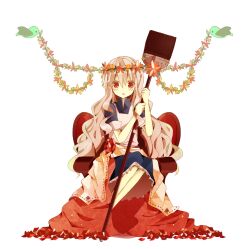 Rule 34 | 1girl, animal, apron, bird, blanket, blue dress, broom, capelet removed, collared dress, confetti, decorations, dotted line, dress, flower, flying, frilled dress, frills, green bird, hair between eyes, highres, holding, holding broom, kagerou project, kozakura marry, light blush, long bangs, long hair, looking at viewer, mekakucity actors, on chair, open mouth, orange flower, red eyes, short sleeves, simple background, sitting, toto (0morc0), very long hair, wavy hair, white apron, white background, white hair, yellow flower