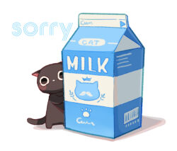 Rule 34 | animal, black cat, cat, food, milk, milk carton, no humans, original, simple background, suzaku (zaku6584), white background