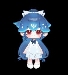 Rule 34 | 1girl, animated, animated gif, bao (vtuber), bao (vtuber) (3rd costume), bare shoulders, blue hair, brown eyes, cetacean tail, chibi, dress, fins, fish tail, indie virtual youtuber, liquid hair, long hair, looking at viewer, red eyes, smile, solo, tail, very long hair, virtual youtuber, whale girl, yue min