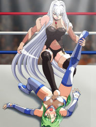 Rule 34 | 2girls, breasts, crotch stomping, cunt punt, domination, femdom, freia kagami, large breasts, multiple girls, noppo-san, sakurai chisato, stomping, wrestle angels, wrestle angels survivor 2, wrestling, wrestling outfit, wrestling ring, yuri