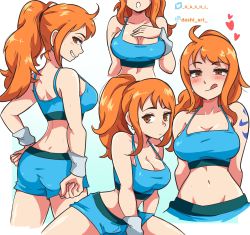 Rule 34 | 1girl, ass, breasts, highres, multiple persona, nami (one piece), one piece, solo, tagme