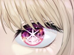 Rule 34 | 1girl, blonde hair, close-up, commentary request, eye focus, highres, hoshino ruby, koumimi, looking at viewer, oshi no ko, pink eyes, solo, star-shaped pupils, star (symbol), symbol-shaped pupils