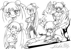 Rule 34 | 00s, 1girl, arukime, beyblade, breasts, bun cover, china dress, chinese clothes, double bun, dress, martial arts, mei mei (beyblade), metal fight beyblade, monochrome, open mouth, solo