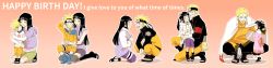 Rule 34 | absurdres, age progression, artist request, boruto: the movie, cape, couple, forehead protector, hand on head, happy birthday, highres, hime cut, hug, hug from behind, husband and wife, hyuuga hinata, kneeling, long image, naruto: the last, naruto (series), naruto shippuuden, spiked hair, squatting, time paradox, uzumaki naruto, whiskers