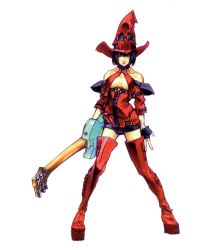 Rule 34 | 1girl, arc system works, bare shoulders, breasts, electric guitar, guilty gear, guilty gear xx, guitar, hat, i-no, instrument, ishiwatari daisuke, mole, official art, solo, standing, tagme, underboob, witch hat