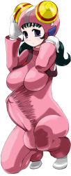 Rule 34 | 1girl, blush, bodysuit, breasts, dark green hair, futanari, gloves, gorigori222, junko (time bokan), large breasts, large penis, long hair, looking at viewer, newhalf, penis, shiny clothes, solo, time bokan (series), twintails, white gloves