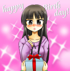 Rule 34 | akiyama mio, black eyes, black hair, gift, happy birthday, highres, hoshikawa tsukimi, k-on!, long hair, pov