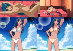Rule 34 | blue hair, breasts, chidori kaname, full metal panic!, large breasts, long hair, nude, nude filter, oral, sequential, sex, swimsuit, third-party edit, uncensored