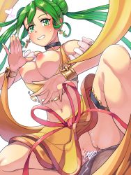 Rule 34 | 1girl, bar censor, boris (noborhys), bracelet, breasts, censored, clothed sex, commentary request, cowgirl position, cum, cum in pussy, dancer, earrings, fire emblem, fire emblem: genealogy of the holy war, green eyes, green hair, highres, jewelry, long hair, midriff, nintendo, nipples, cum overflow, penis, ribbon, sex, silvia (fire emblem), skirt, solo focus, straddling, twintails