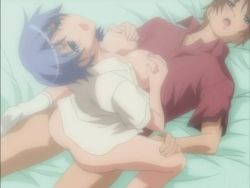Rule 34 | 00s, 1boy, 1girl, animated, animated gif, aqua eyes, ass, bed, bedroom, blue hair, blush, bottomless, grabbing another&#039;s breast, breasts, cowgirl position, discode, girl on top, grabbing, hetero, izumi kyouka, moaning, open clothes, open shirt, sex, shirt, short hair, straddling, thigh grab, thighs, vaginal
