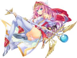 Rule 34 | 1girl, :o, ashishun, awakening (sennen sensou aigis), boots, breasts, detached sleeves, estelle (sennen sensou aigis), esther (sennen sensou aigis), full body, headdress, holding, holding staff, large breasts, light smile, long hair, official art, panties, pink hair, sennen sensou aigis, solo, staff, thigh boots, thighhighs, transparent background, underwear, white panties, white thighhighs