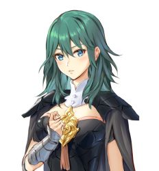 Rule 34 | 1girl, armor, athenawyrm, blue eyes, blue hair, byleth (female) (fire emblem), byleth (fire emblem), cape, closed mouth, fire emblem, fire emblem: three houses, hair ornament, long hair, looking at viewer, nintendo, short hair, simple background, smile, solo, upper body, white background