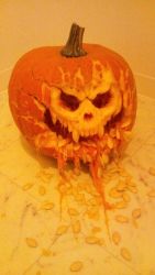 Rule 34 | bad id, bad pixiv id, carving, fangs, halloween, jack-o&#039;-lantern, no humans, original, photo (medium), pumpkin, seed, takumi (marlboro)