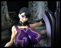 Rule 34 | 00s, 1girl, black hair, breasts, cattleya (queen&#039;s blade), detached collar, facing viewer, figure, glasses, gloves, huge breasts, impossible clothes, impossible leotard, leotard, long hair, looking at viewer, mature female, no bra, photo (medium), ponytail, queen&#039;s blade, sleeveless leotard, solo, sword, upper body, weapon, weapon merchant cattleya