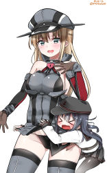 Rule 34 | &gt;:d, &gt; &lt;, &gt;o&lt;, 10s, 2girls, :d, > <, akatsuki (kancolle), assisted exposure, bad id, bad pixiv id, bismarck (kancolle), black legwear, black panties, blonde hair, breasts, closed eyes, clothes lift, commentary request, d:, detached sleeves, dx, dx&lt;, gloves, hat, heart lock (kantai collection), highres, kantai collection, large breasts, long hair, military, military uniform, mitsudoue, multiple girls, no pants, open mouth, panties, peaked cap, skirt, skirt lift, smile, standing, thighhighs, underwear, uniform, v-shaped eyebrows