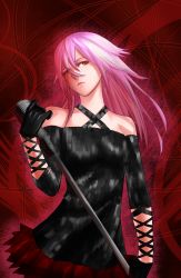 Rule 34 | 10s, 1girl, absurdres, bad id, bad pixiv id, bare shoulders, gloves, guilty crown, hair ornament, hairclip, highres, long hair, microphone, microphone stand, pink hair, red eyes, solo, yellowsyro, yuzuriha inori