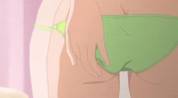 Rule 34 | 1girl, adjusting clothes, adjusting swimsuit, animated, animated gif, ass, bikini, butt crack, dimples of venus, from behind, getsuyoubi no tawawa, green bikini, kouhai-chan (tawawa), mirror, swimsuit, thighs
