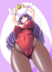 Rule 34 | 10s, 1girl, animal ears, arisugawa maple, arms up, blunt bangs, blush, breasts, character doll, chuchu (show by rock!!), cleavage, closed mouth, covered navel, cowboy shot, drill hair, eyebrows, fake animal ears, fishnet pantyhose, fishnets, groin, highleg, highleg leotard, holding, large breasts, legs apart, leotard, long hair, pantyhose, playboy bunny, purple eyes, purple hair, rabbit ears, rabbit girl, rabbit tail, red leotard, show by rock!!, smile, solo, tail, tonpuu, wrist cuffs
