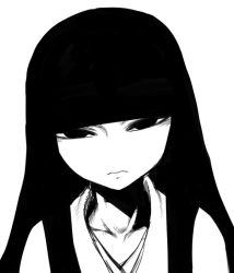 Rule 34 | 1girl, female focus, frown, greyscale, hime cut, houraisan kaguya, jitome, long hair, looking at viewer, monochrome, no nose, simple background, solo, spacezin, touhou, very long hair, white background