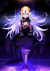 Rule 34 | 1girl, abigail williams (fate), barefoot, black bow, black dress, black hat, blonde hair, bloomers, bow, bug, butterfly, closed mouth, commentary request, dress, fate/grand order, fate (series), hair bow, hat, highres, hugging object, insect, long hair, long sleeves, looking at viewer, multiple hair bows, orange bow, parted bangs, polka dot, polka dot bow, purple eyes, sleeves past fingers, sleeves past wrists, solo, soupchan, sparkle, standing, stuffed animal, stuffed toy, teddy bear, tentacles, underwear, very long hair, white bloomers