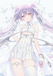 Rule 34 | + +, 1girl, banned artist, bare arms, bare shoulders, bug, butterfly, cowboy shot, cuffs, dress, flat chest, garter straps, gloves, handcuffs, insect, long hair, looking at viewer, original, parted lips, pink eyes, pleated dress, purple hair, rurudo, short dress, single thighhigh, sleeveless, sleeveless dress, solo, thigh strap, thighhighs, thighs, twintails, very long hair, white dress, white gloves, white thighhighs