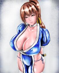 Rule 34 | 1girl, breasts, dead or alive, highres, kasumi (doa), large breasts, looking at viewer, ponytail, solo