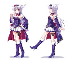 Rule 34 | 1girl, belt boots, boots, high heel boots, high heels, knee boots, kyuutou (kyuutouryuu), long hair, original, pouch, red eyes, silver hair, thigh pouch