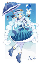 Rule 34 | 1girl, :d, absurdres, animal, ankle boots, azaka (pipponao), balloon, blue background, blue capelet, blue dress, blue eyes, blue footwear, blue hair, blue headwear, blue ribbon, boots, bow, camera, capelet, clothed animal, curly hair, dress, floating, frilled umbrella, frills, full body, fur-trimmed dress, fur trim, gloves, hair bow, hair ornament, hands up, hat, hat ornament, hat ribbon, hatsune miku, highres, holding, holding camera, holding microphone, holding umbrella, hood, hood up, long hair, long sleeves, looking at viewer, microphone, multi-tied hair, multicolored hair, open mouth, outside border, pantyhose, pom pom (clothes), pom pom hair ornament, rabbit, rabbit yukine, rainbow, raincoat, ribbon, sash, scarf, smile, snowflake ornament, snowflake print, snowing, star (symbol), star in eye, starry sky print, sun symbol, symbol in eye, twintails, two-tone hair, umbrella, umbrella riding, very long hair, vocaloid, white bow, white gloves, white pantyhose, white scarf, yuki miku, yuki miku (2023) (candidate no.4)