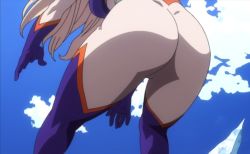 Rule 34 | 1girl, ass, ass focus, blonde hair, bodysuit, boku no hero academia, breasts, cloud, falling, giant, giantess, huge ass, large breasts, long hair, mount lady, screencap, sky, solo, thick thighs, thighs, third-party edit